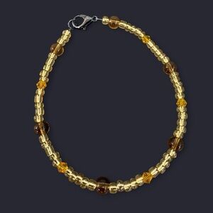 Yellow Gold Glass Bead Anklet